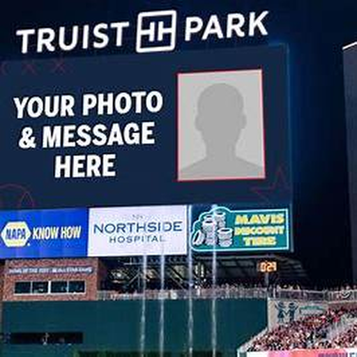 Scoreboard message program board at Truist Park.