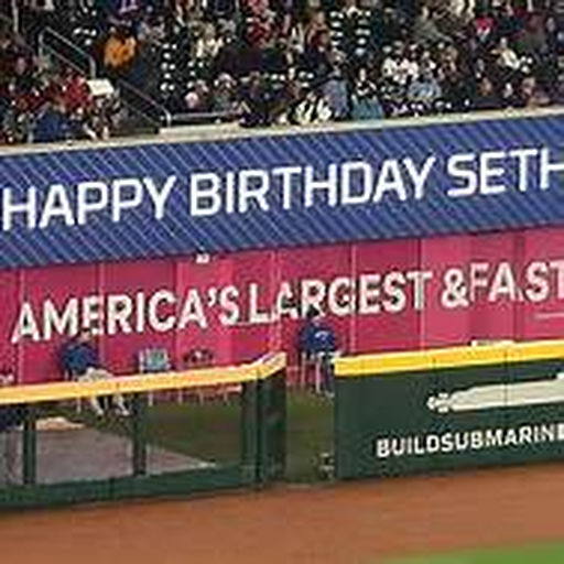 Example of a scoreboard message at the ballpark.
